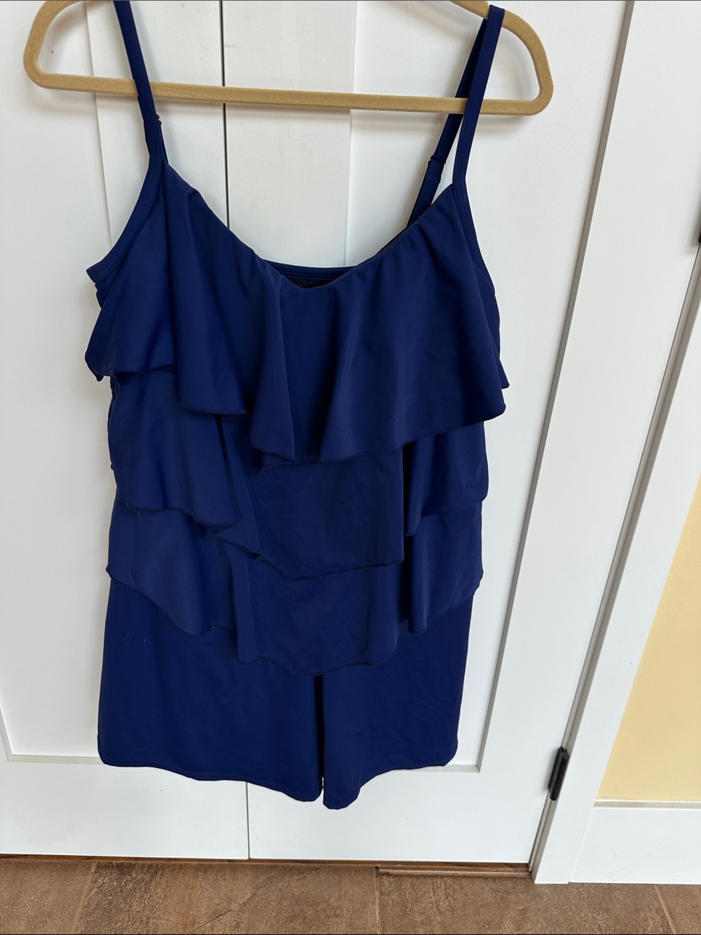 Fit 4 U Navy Blue Romper Swimsuit with Ruffle Detail Size 16